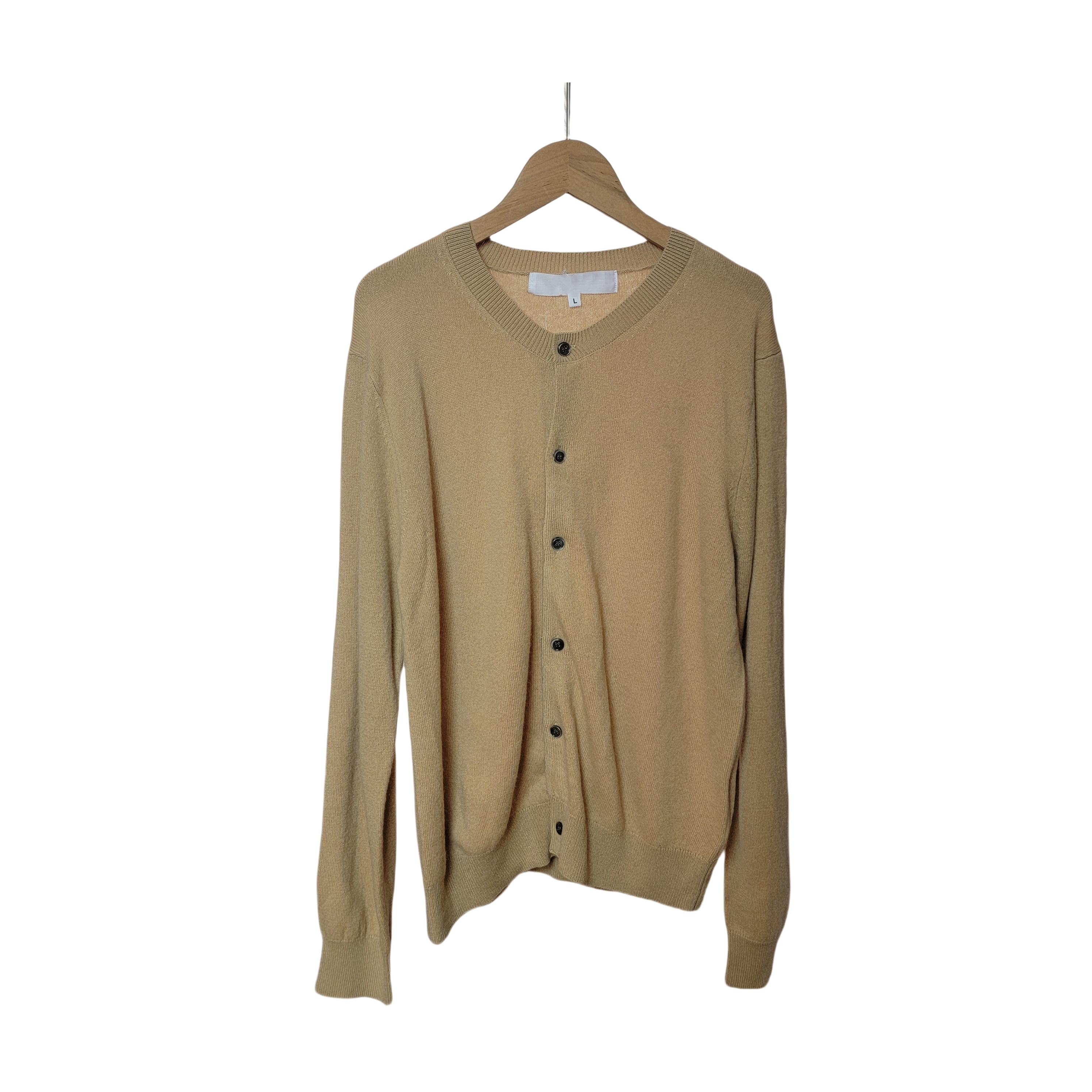 小川家女士初春高含量毛织贝壳扣经典LOGO长袖圆领针织开衫上衣