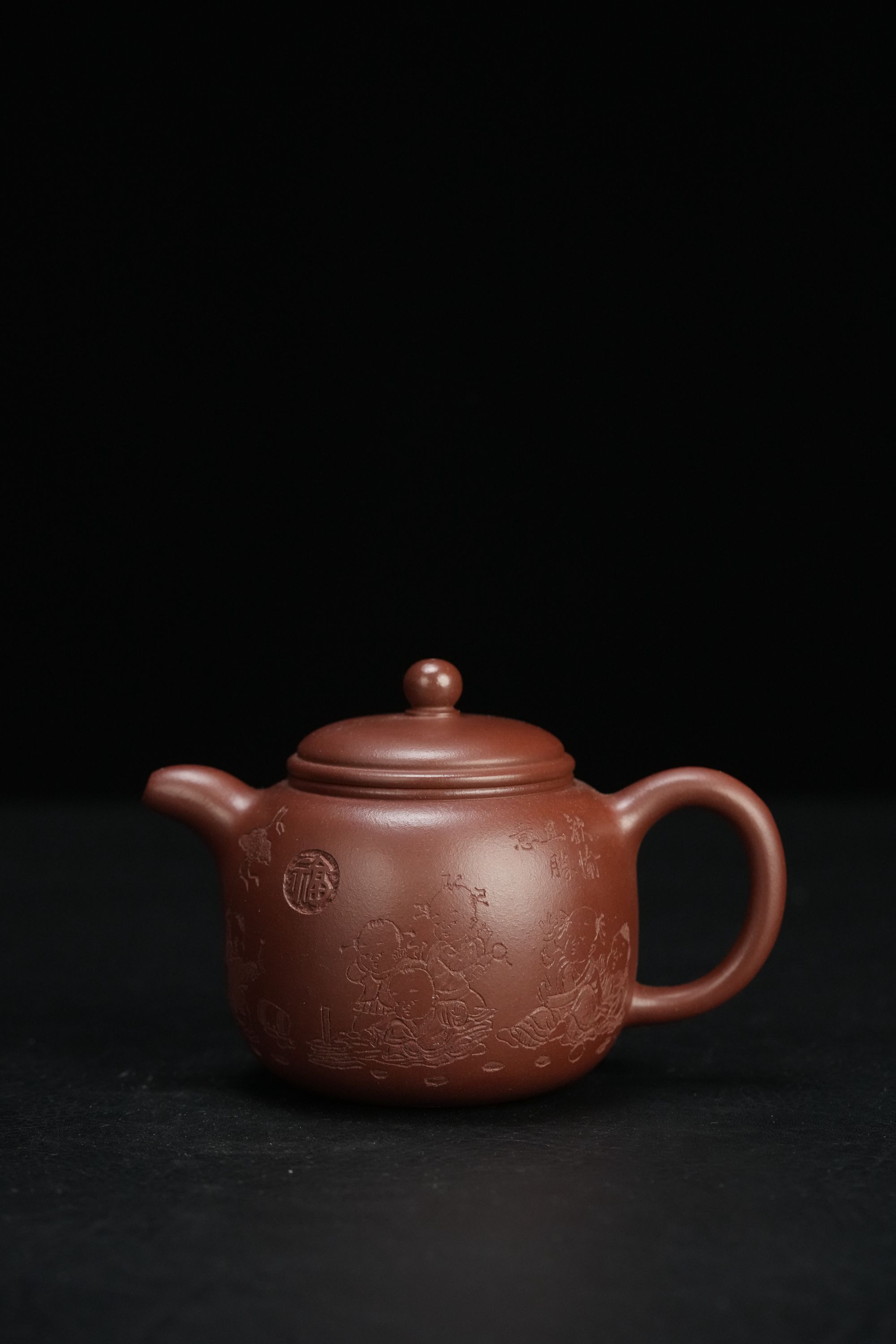 凡凡会客厅 WX21陈红匏尊  紫檀泥300cc 紫砂壶