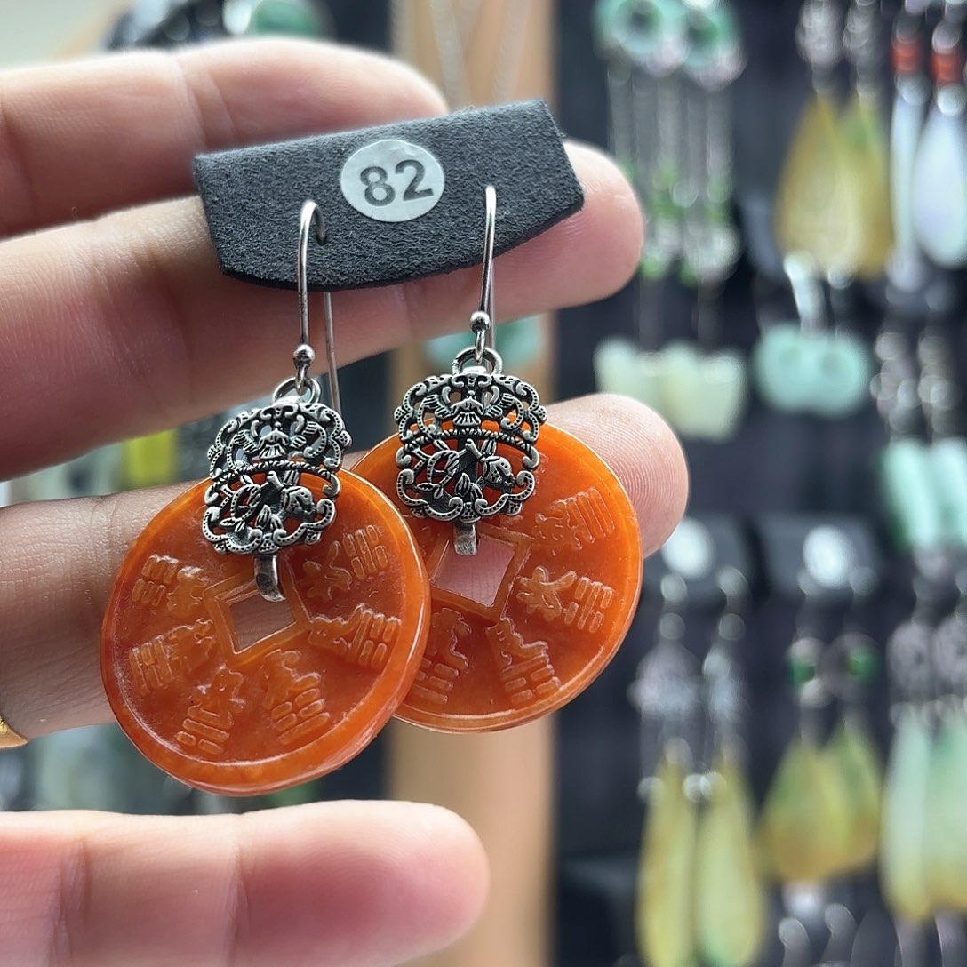 翡翠耳饰银S925镶嵌壹*叁