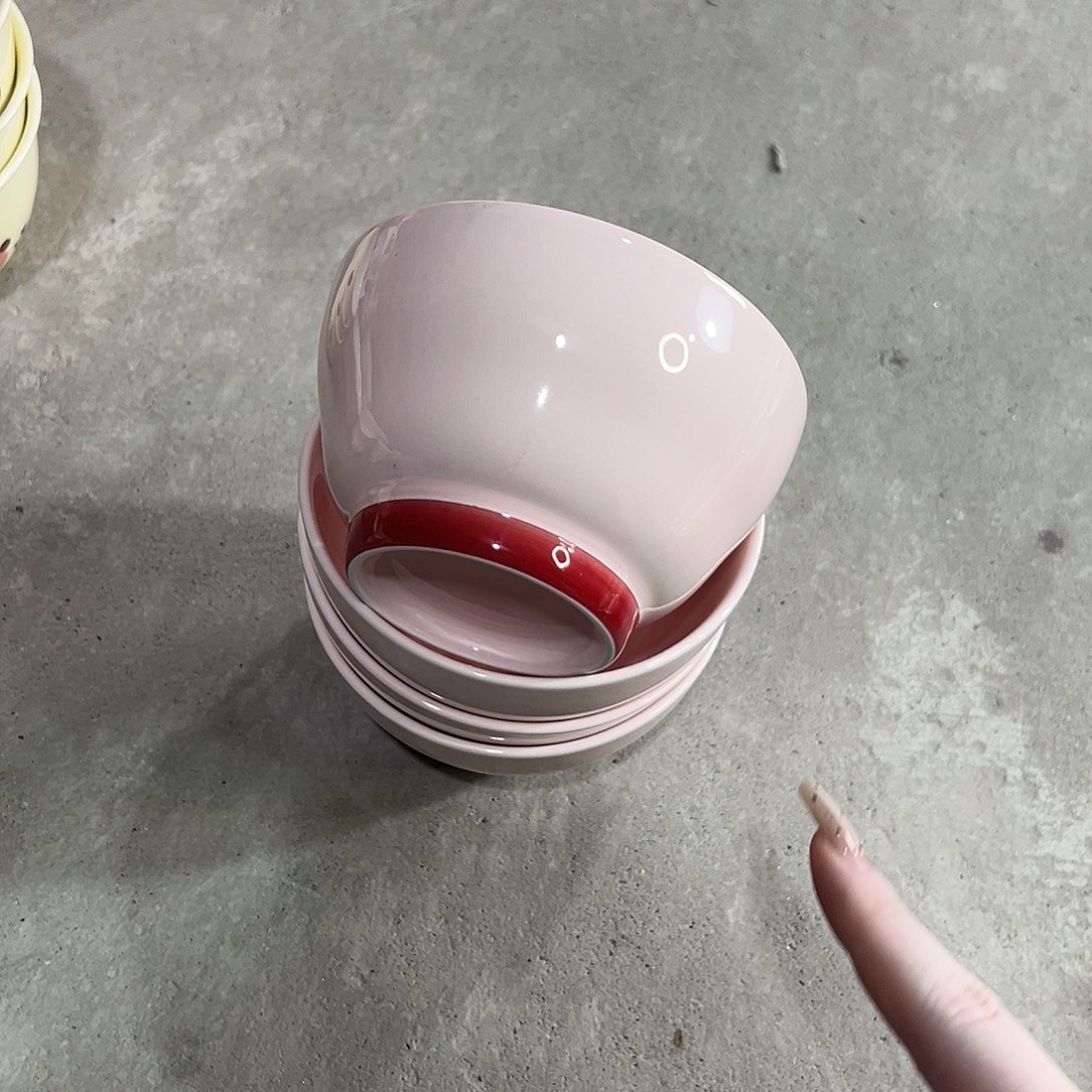 瓷粉色葫芦碗4 装