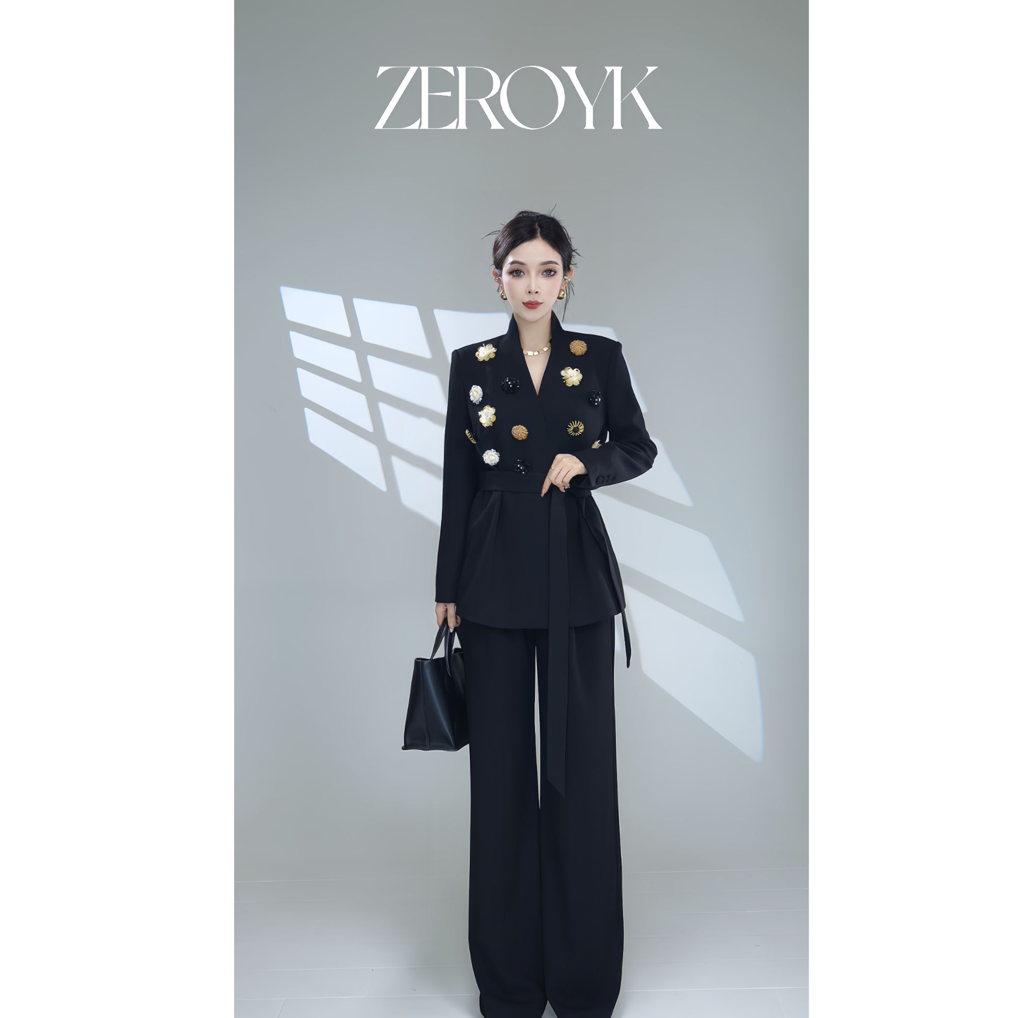 ZEROYK【翎蔻】深圳南油重工时尚出勤职业花朵设计师羊毛套装