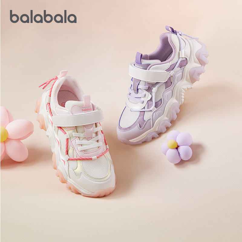 巴拉巴拉童鞋儿童运动鞋女童鞋2025秋新款鞋子老爹鞋厚底网面透气