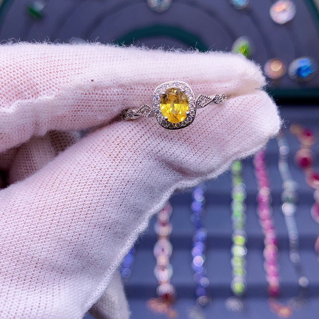 蓝宝石戒指银S925镶嵌