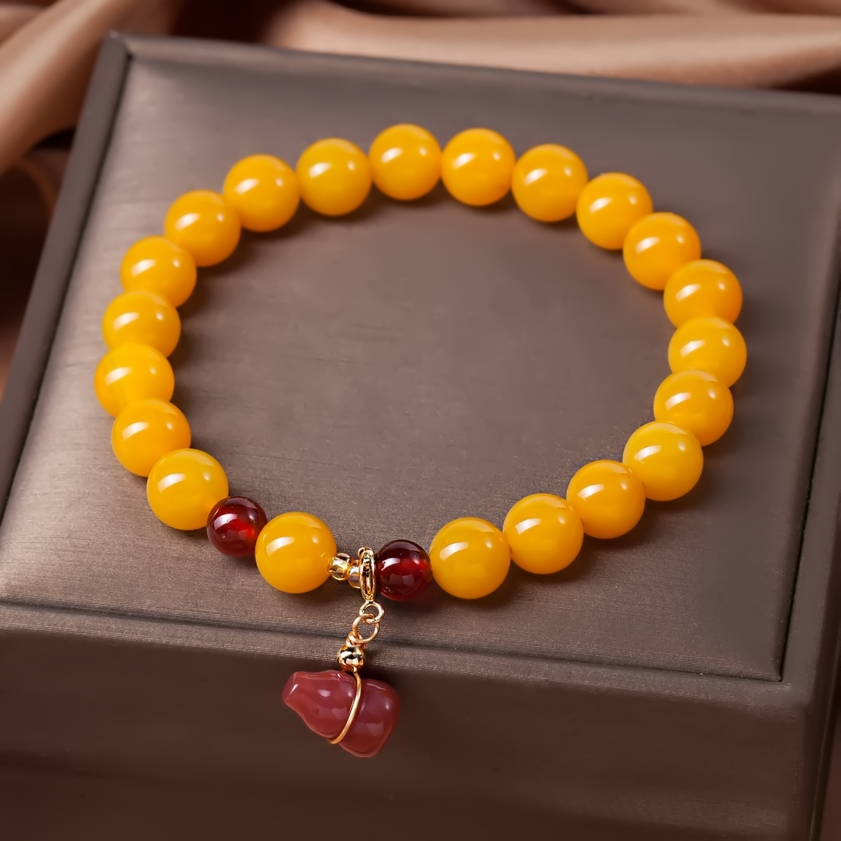 天然黄玛瑙单圈手链手串原创小众设计多样性发-024