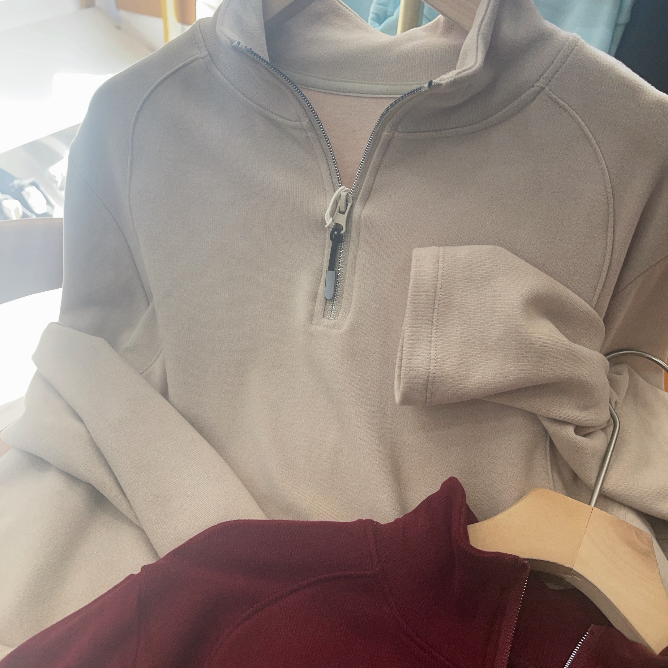 双面德绒半拉链立领长袖卫衣秋冬保暖百搭纯色打底上衣