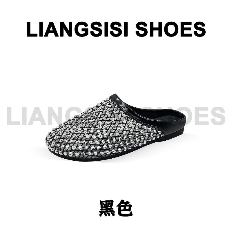 梁思思SHOES新款水钻透气网面镂空包头拖-XH2588
