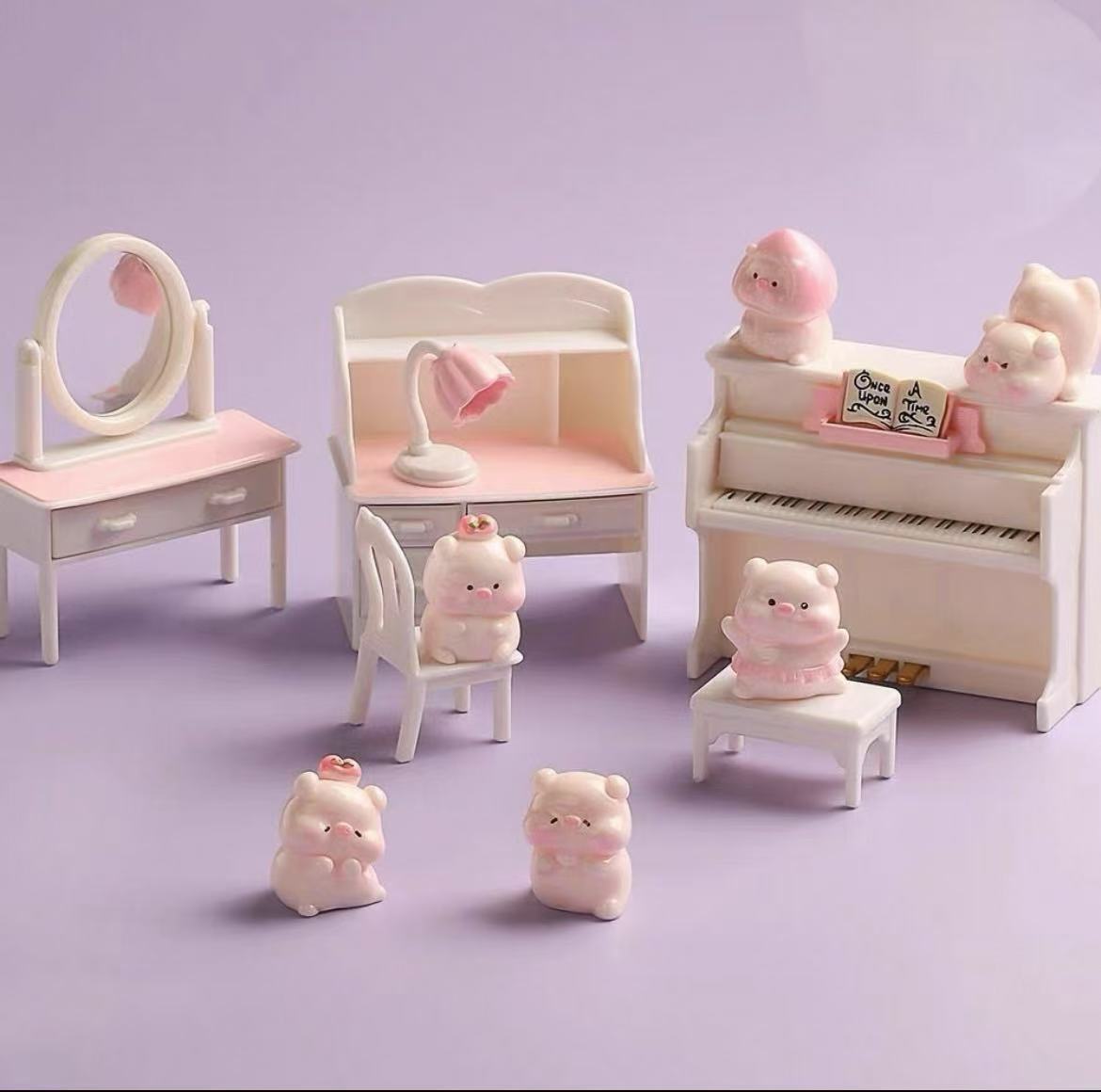 【对对碰】可爱芭蕾蜜桃小猪猪公仔 装饰品微缩小摆件