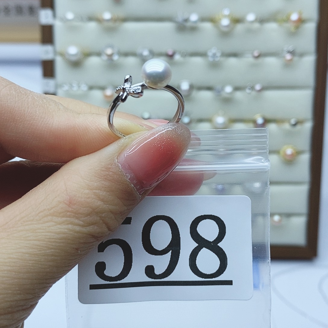淡水珍珠戒指银S925镶嵌598