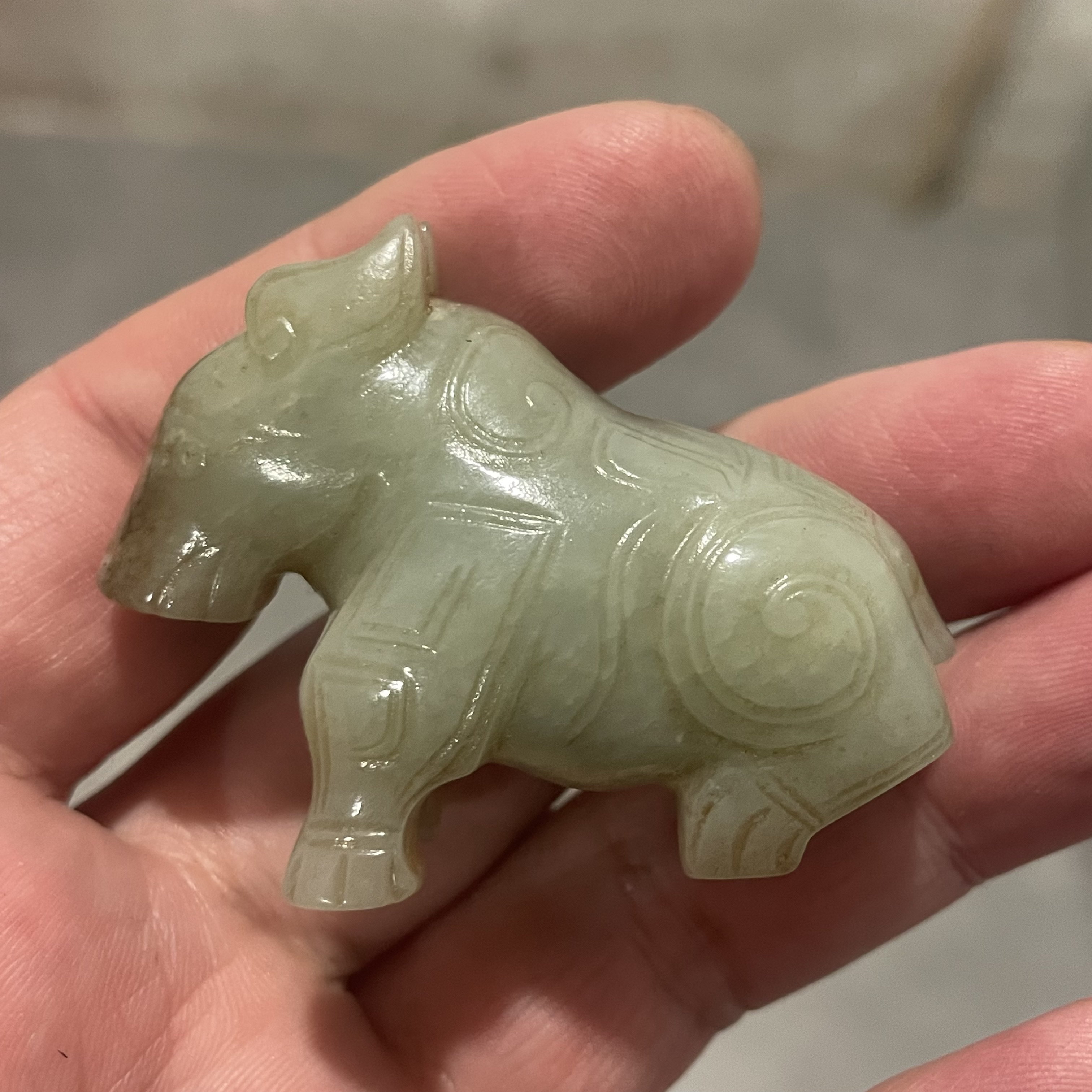 和田玉小玉兽手把件