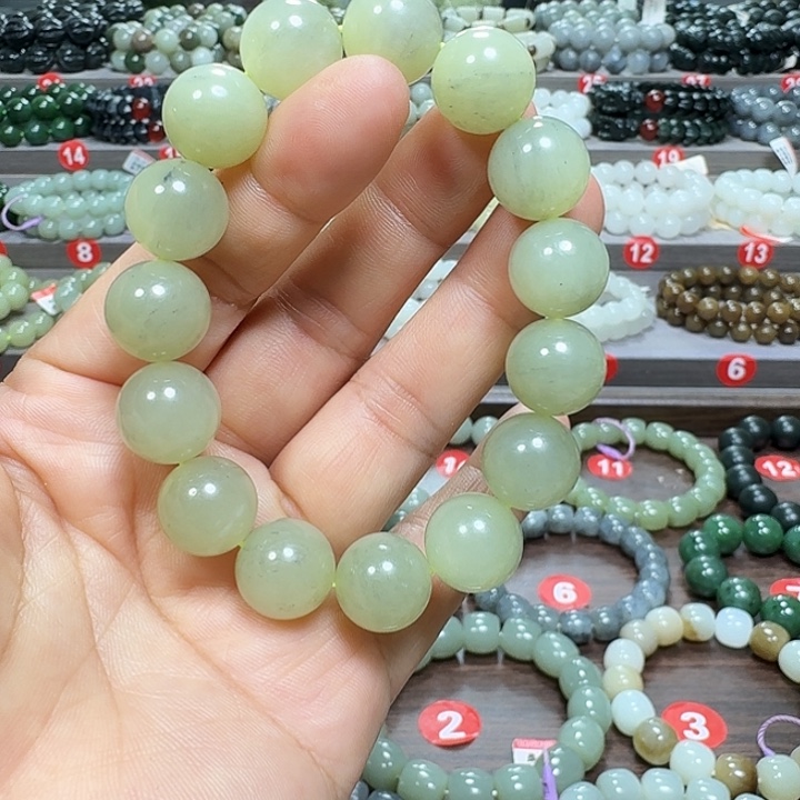 未镶嵌手链和田玉新疆若羌黄口料青花卡14