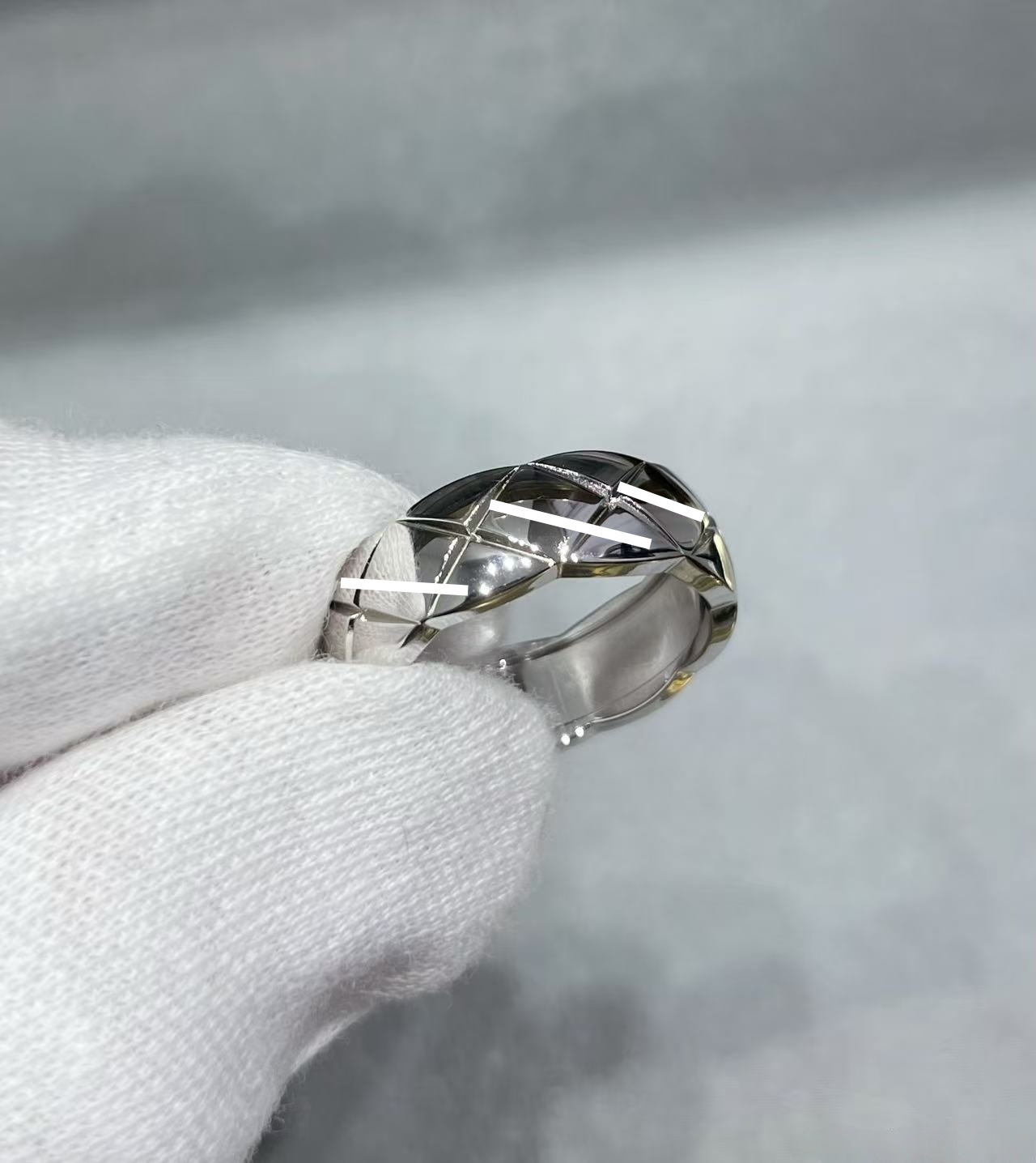 合金戒指 时尚编织窄版银色指环时尚轻奢  菱格戒指