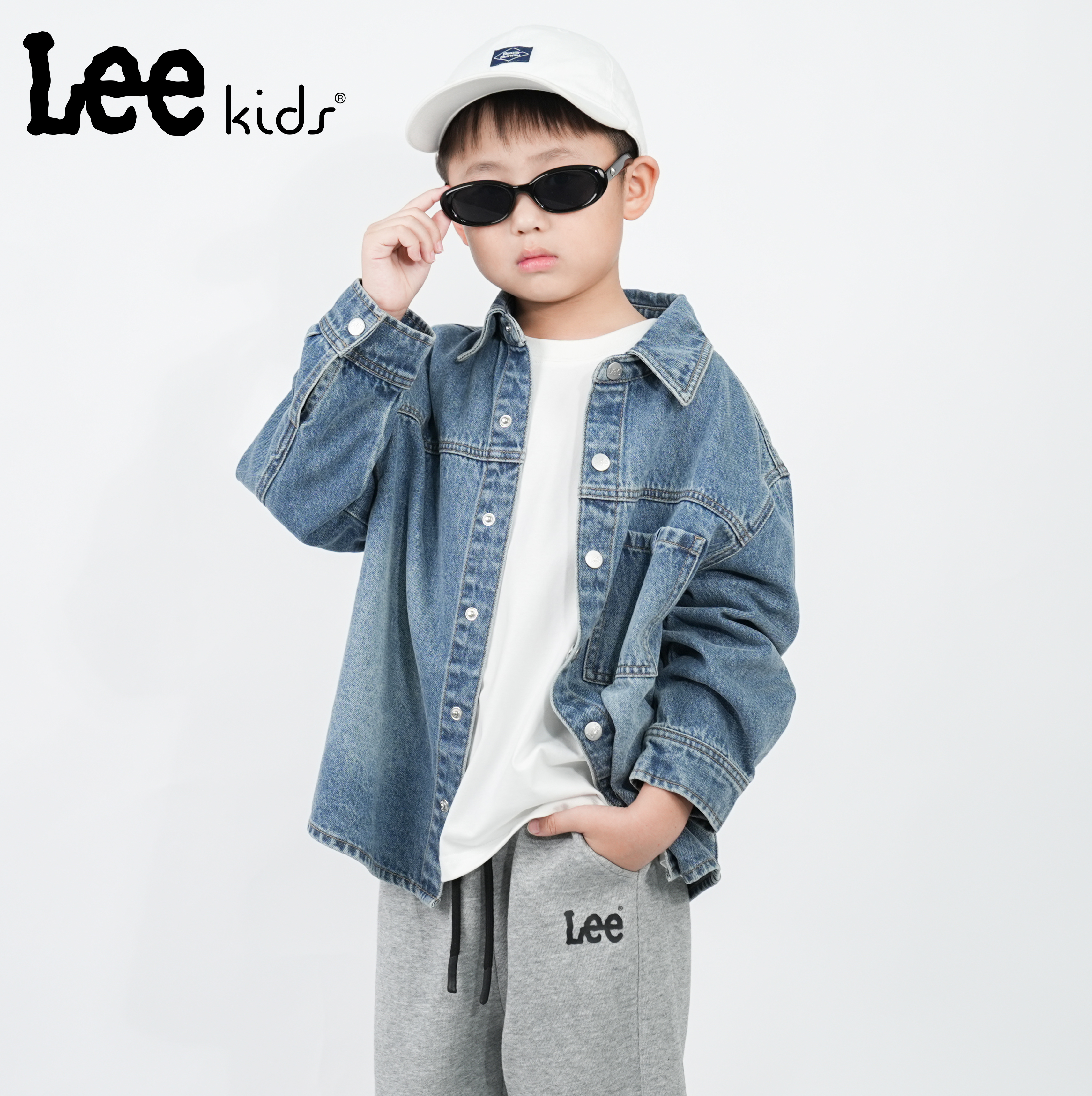 Leekids秋冬新款儿童牛仔衬衫时尚百搭帅气潮流牛仔LK5X5FUT1133