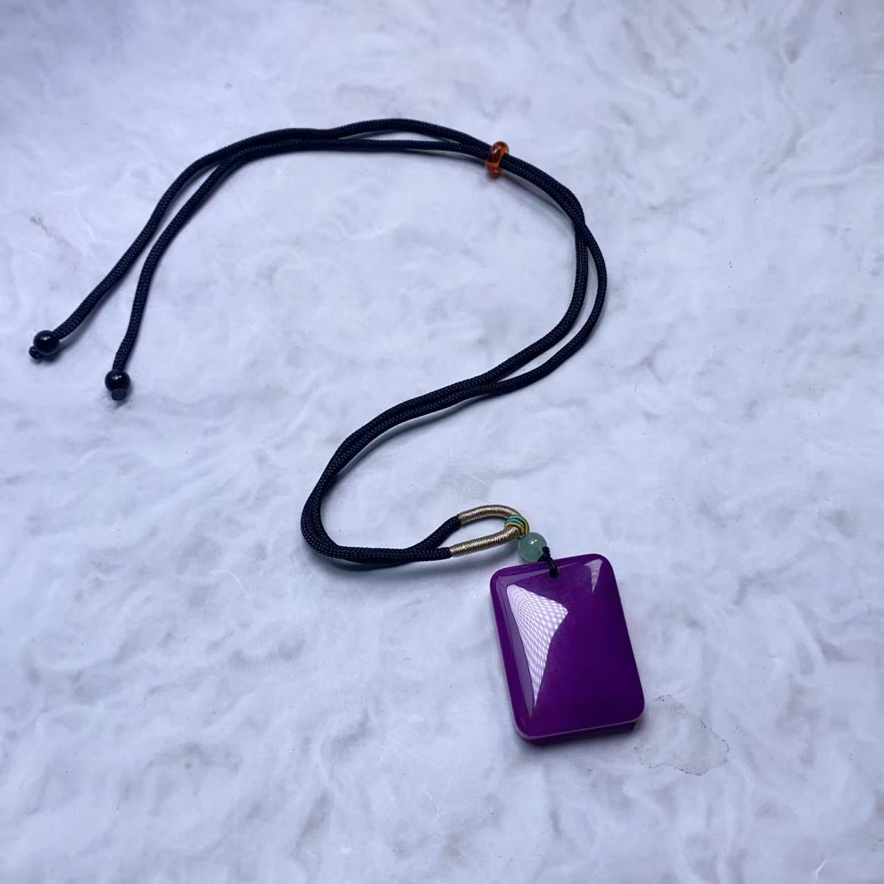 B340紫苏方牌项链吊坠