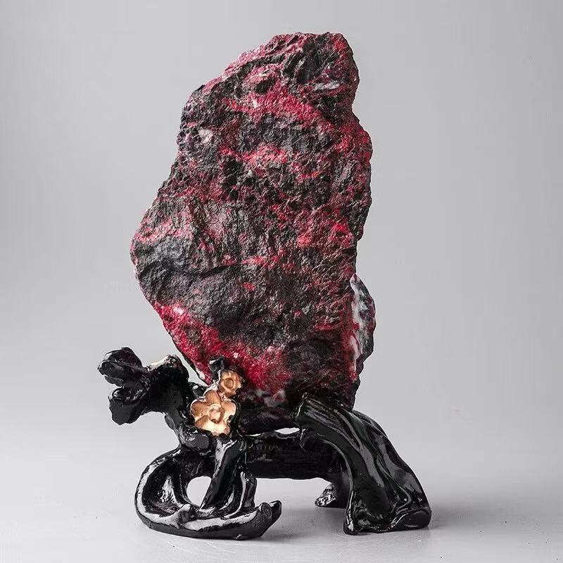 天然辰砂毛石摆件【直播间现拍链接】