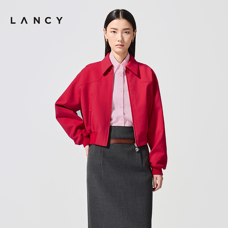【马踏春风】LANCY/朗姿2026春新款简约设计感小马拉链夹克短外套
