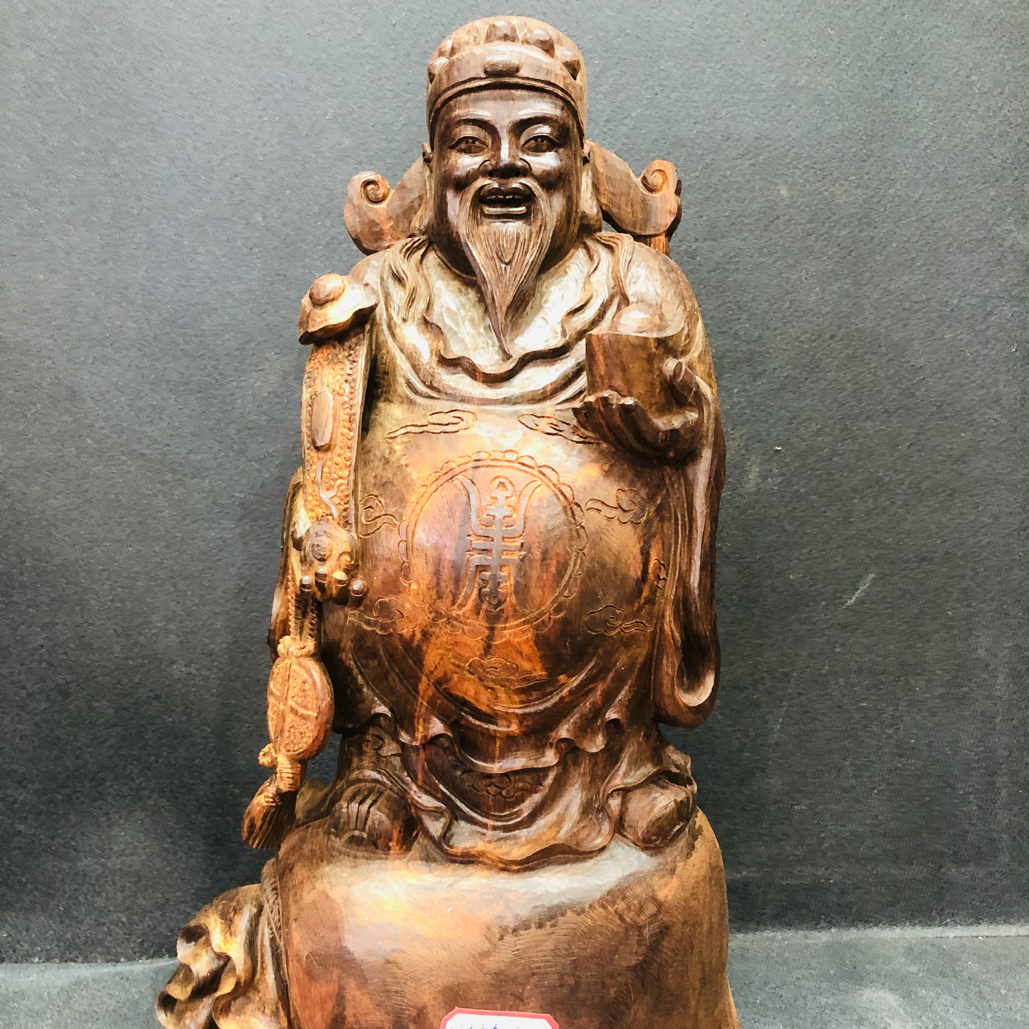 老挝大红酸枝交趾黄檀财神摆件