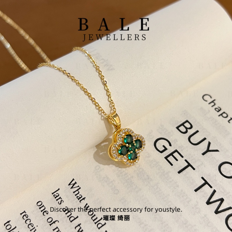 铜合金项链 L1762 气质轻奢时尚百搭绿色小众简约坠链