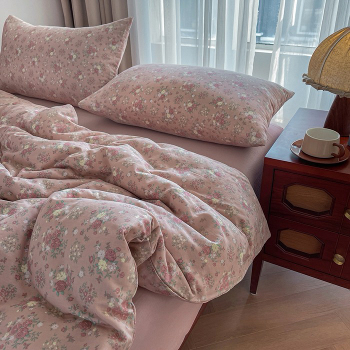 【断色断码】针织双层纱水洗棉四件套小清新皱皱纱保暖床品