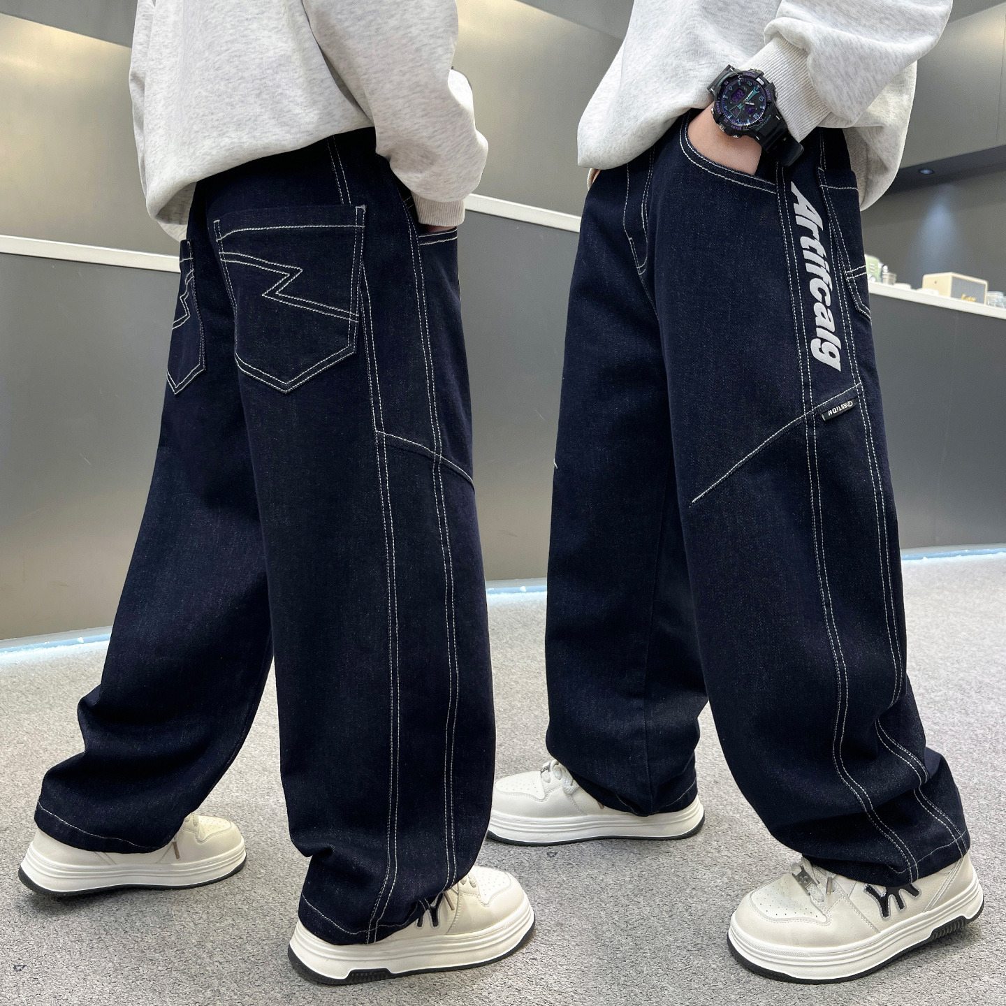 男童秋装牛仔裤2025新款潮儿童直筒裤子春秋款中大童长裤秋季宽松