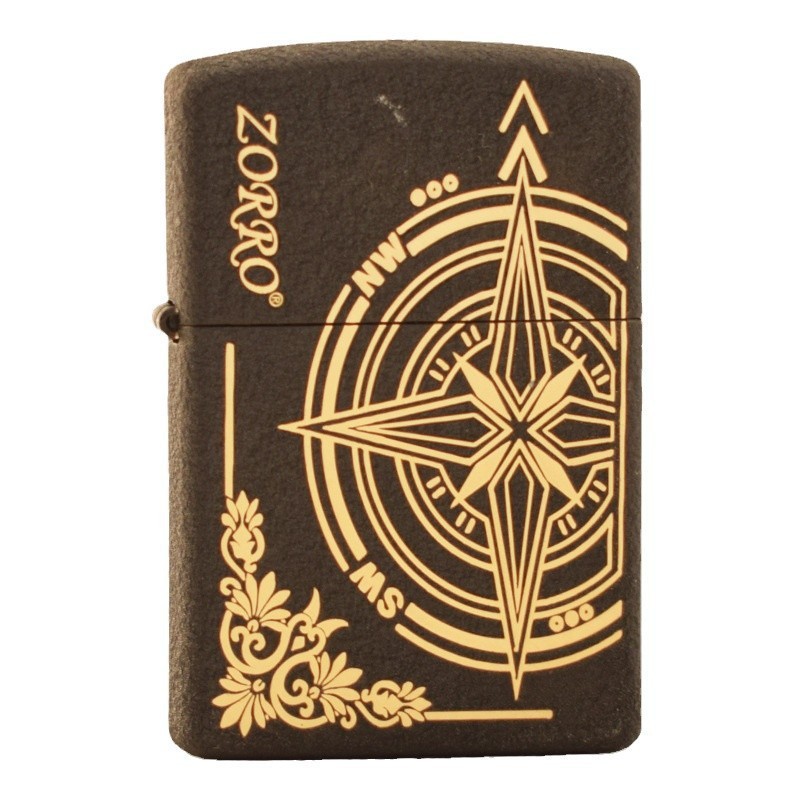 佐罗煤油打火机黑磨砂爱情指南针单面雕刻个性防风