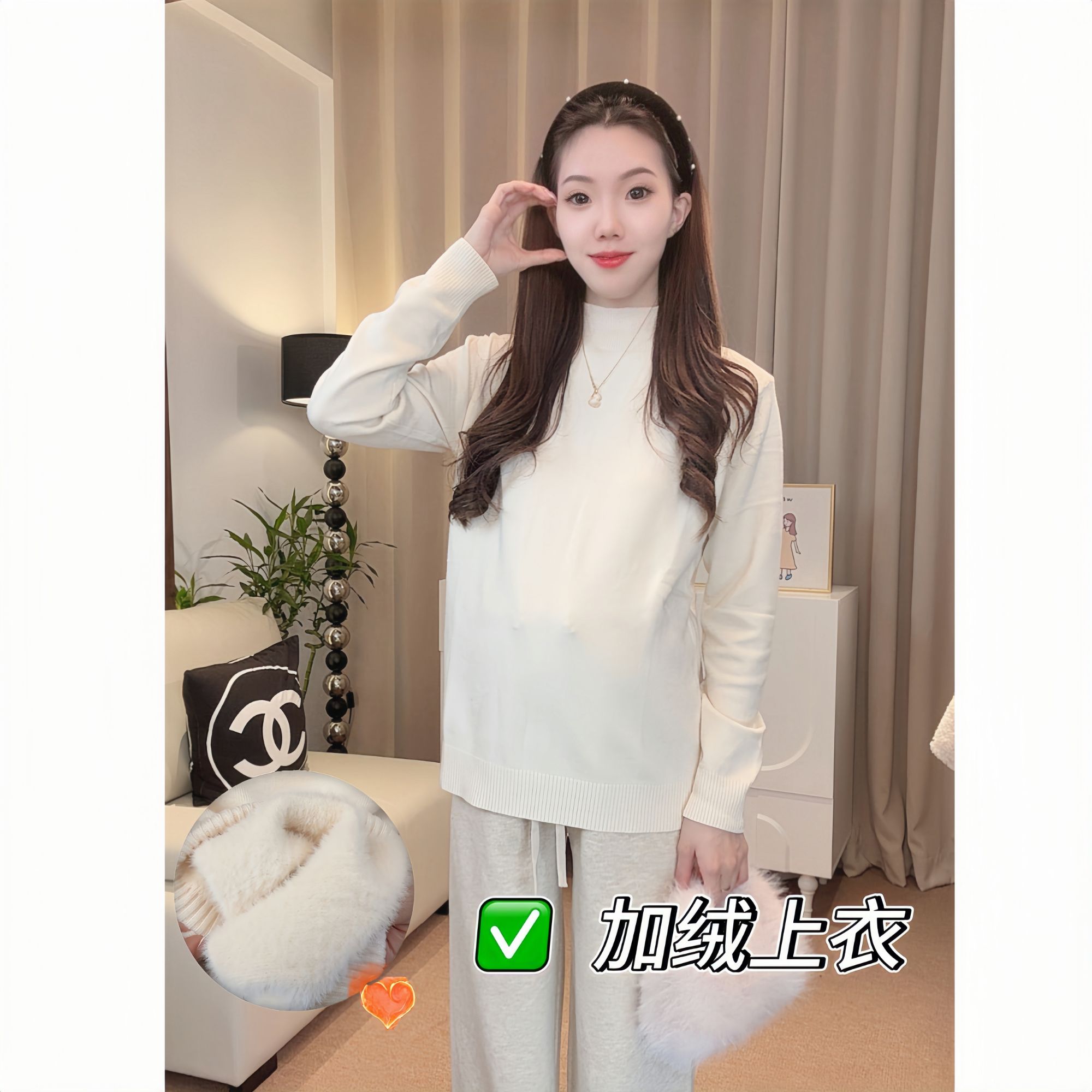 {新店开张}孕妇韩版半高领针织打底衫秋冬大码慵懒风内搭毛衣上衣