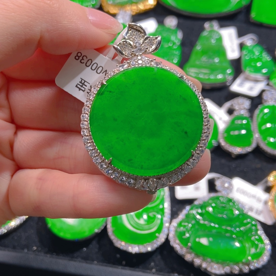 翡翠吊坠(不含链)银S925镶嵌