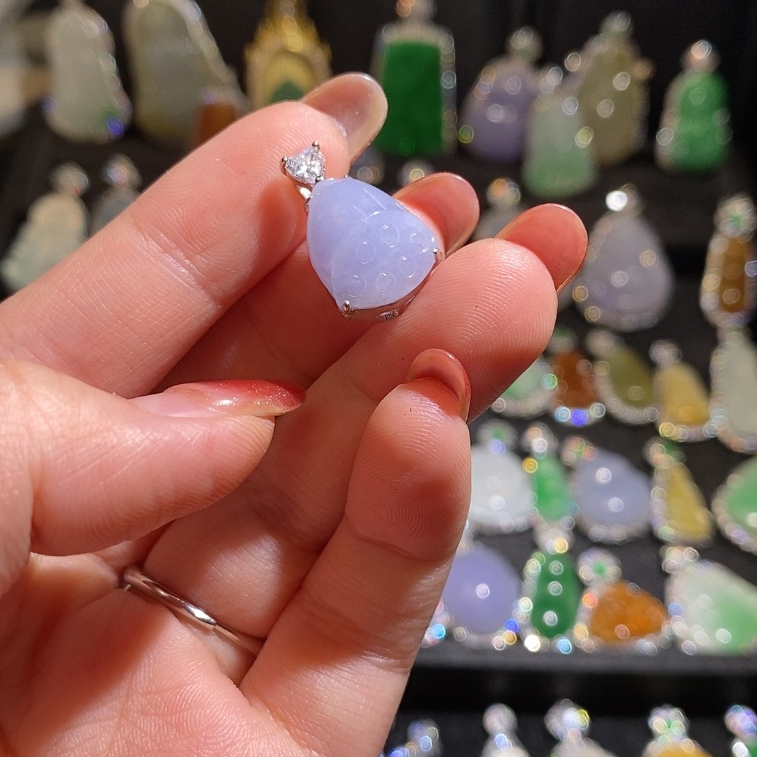 颈饰银S925镶嵌翡翠天然翡翠