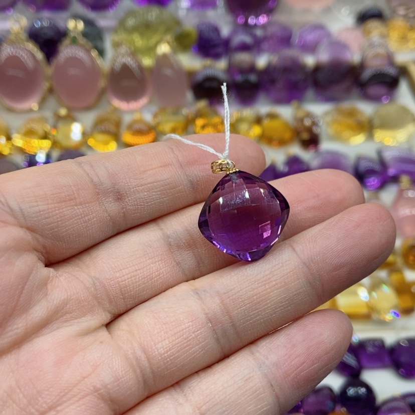 【闪购商品】水晶水晶吊坠18K金镶嵌