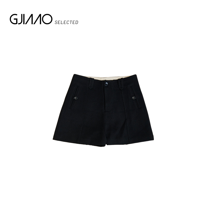 11030 口袋系扣素版呢短裤