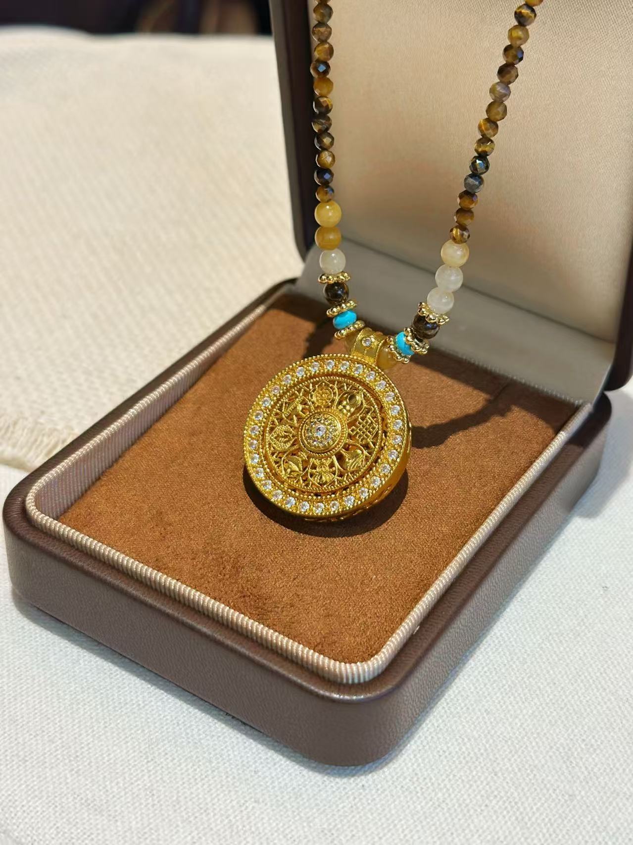 铜合金项链 佳佳（Y220） 63厘米 古法八宝罗盘毛衣链