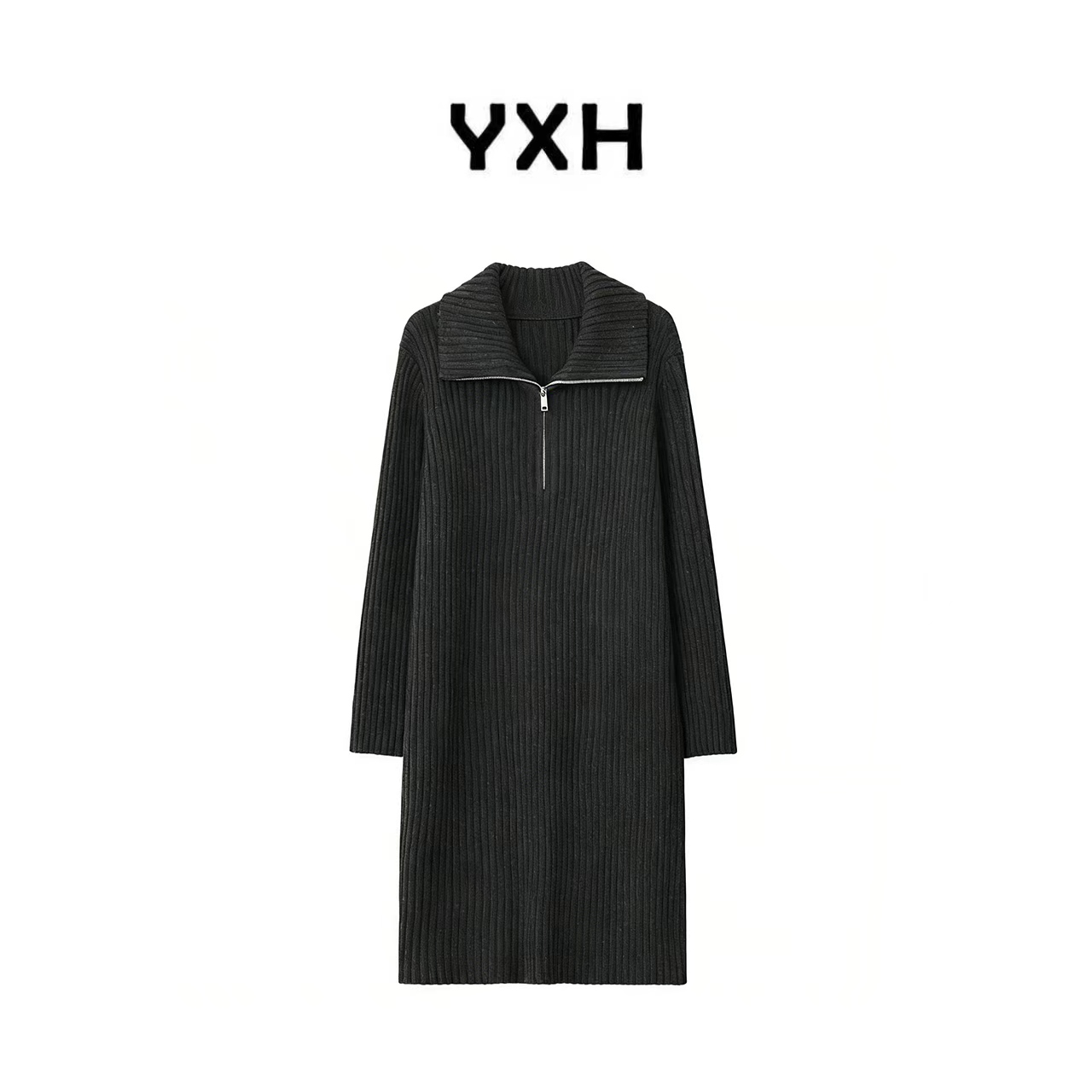 JZ【闪电人】超细美利奴绵羊毛亲肤坑条显瘦时尚裙子JZ77459