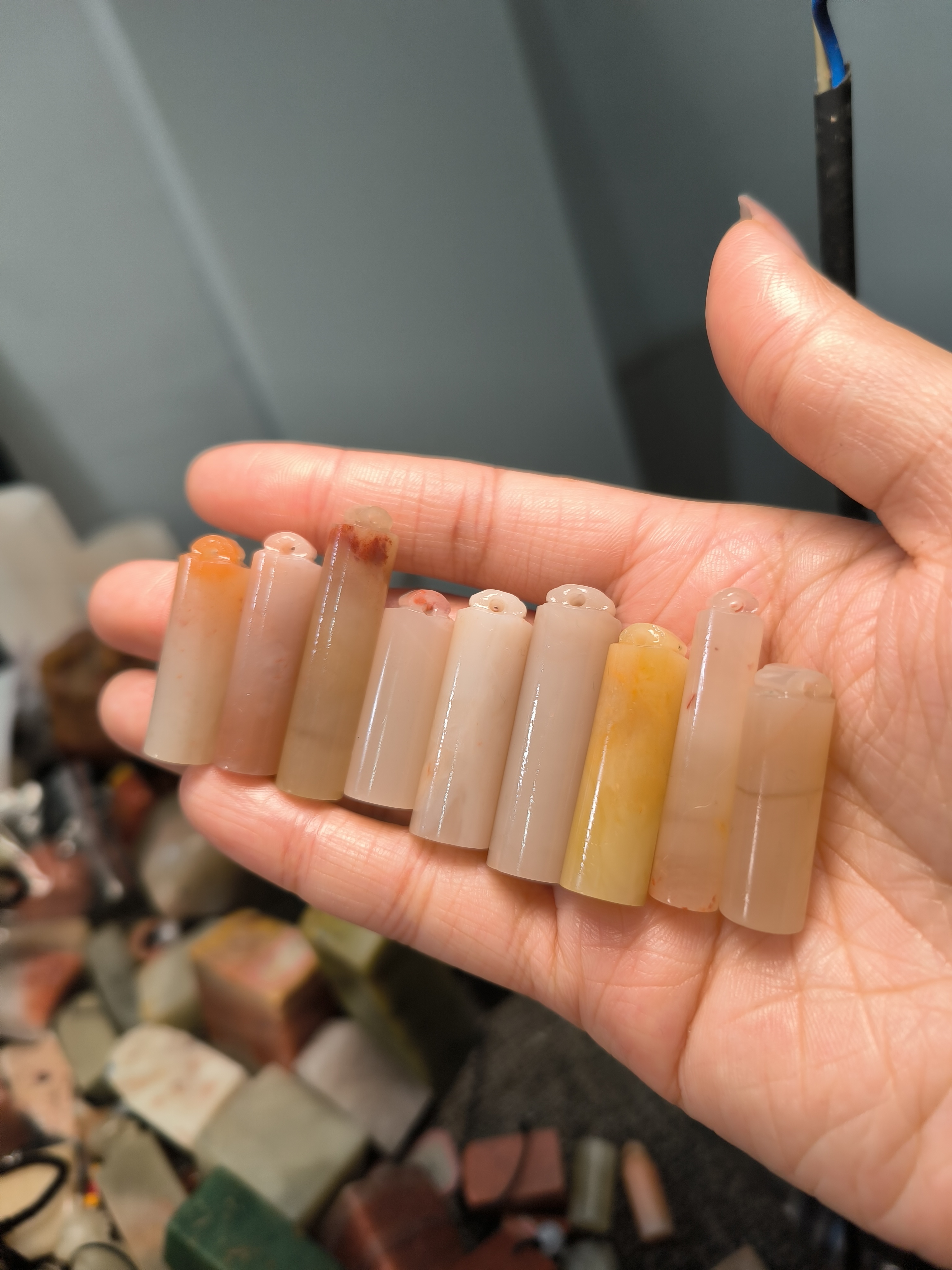 老挝石正圆章如意 0.9-1.1直径10个 图片款