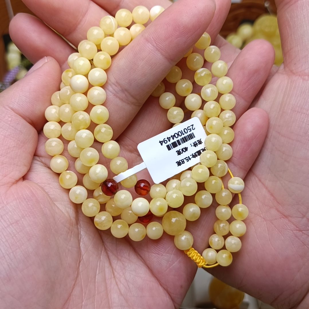 蜜蜡裸石未镶嵌今****—6圆珠108