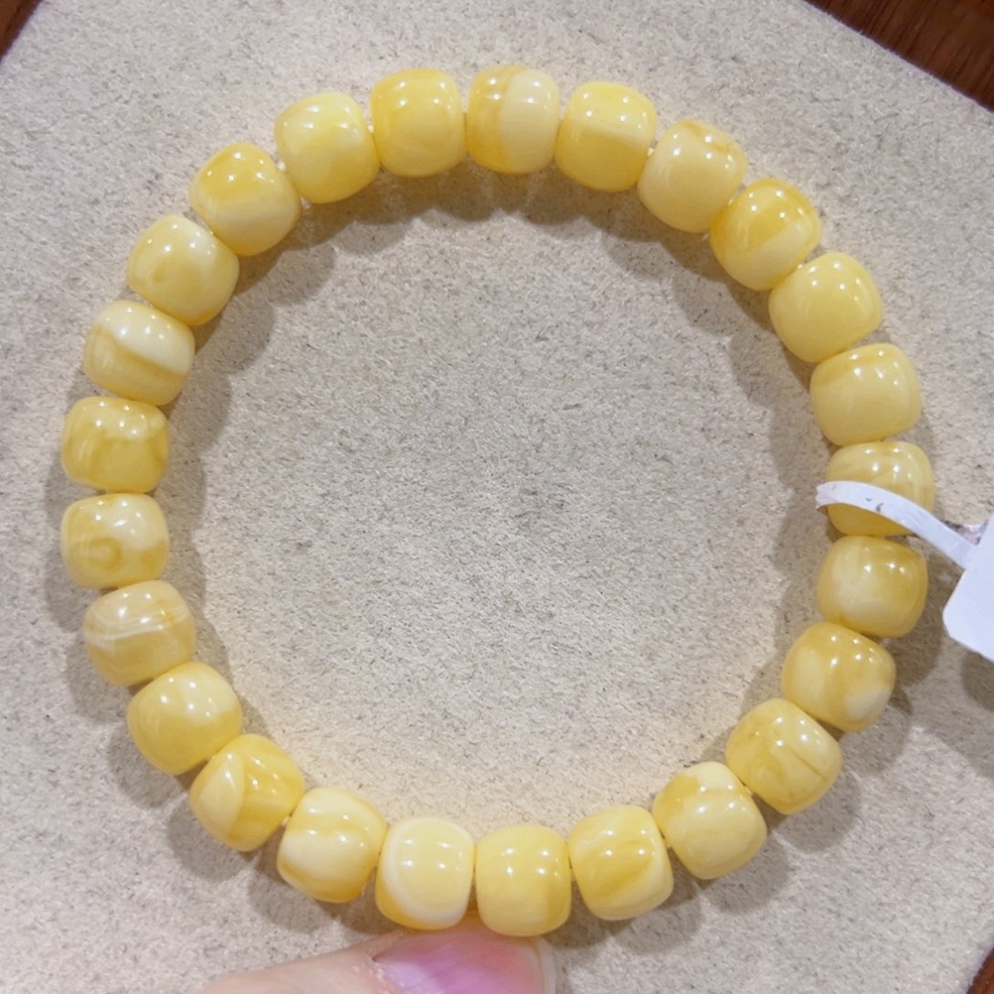 蜜蜡未镶嵌手链8.5m浓蜡妖花 开播价！漏