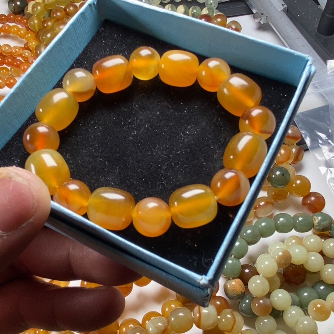 未镶嵌蛇纹石玉手链花玉卡12精品手串