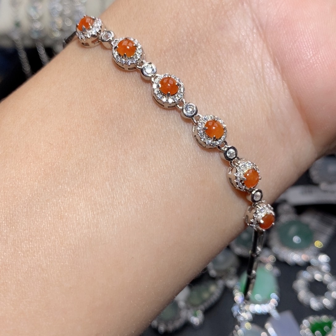 翡翠手链银S925镶嵌b j k o