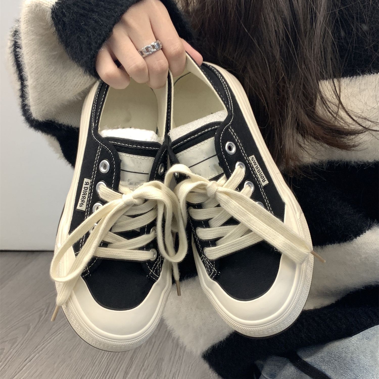 【时尚百搭帆布鞋】厚底防滑小白鞋透气德训鞋女款增高新款夏季板鞋