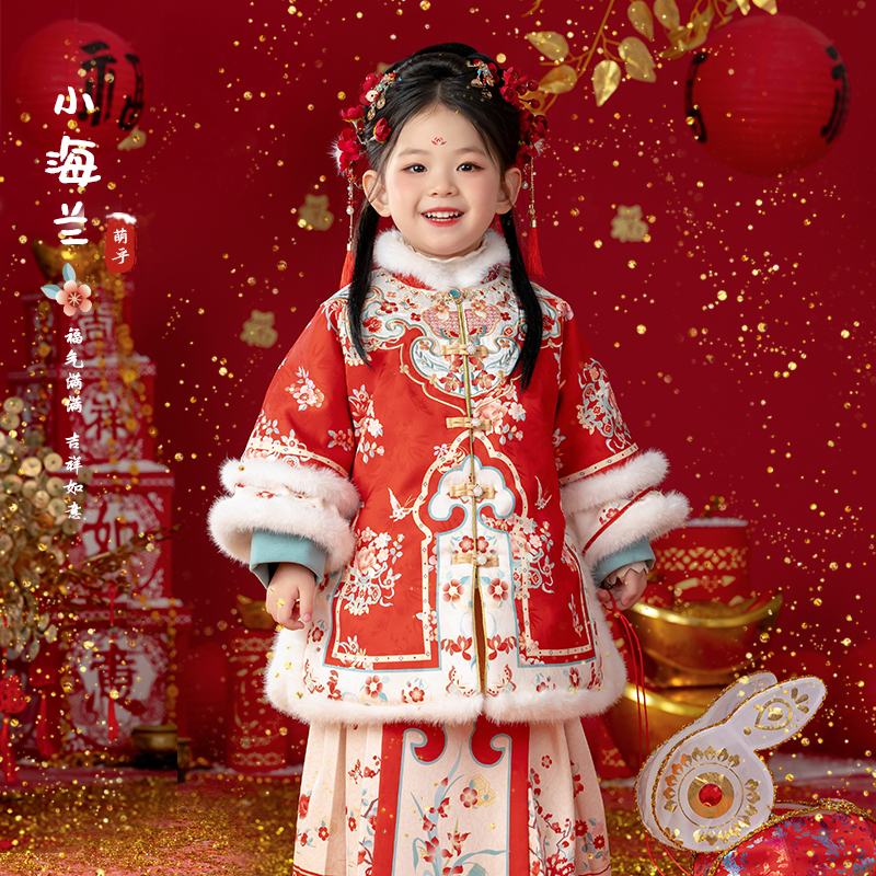 萌乎【小海兰】冬季新年清汉套装90绒拜年服裙子套装2244922