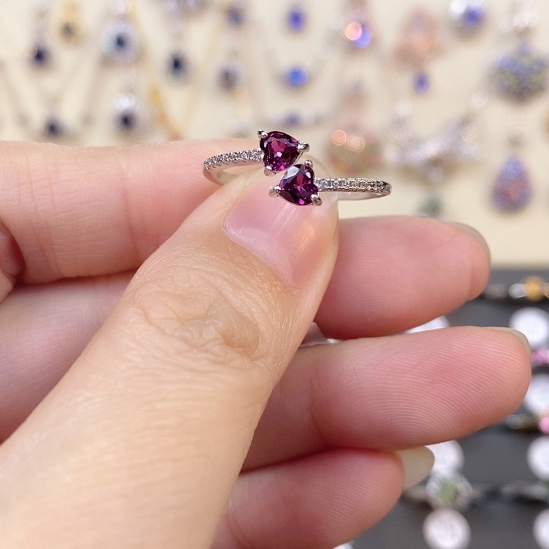 石榴石（紫牙乌）戒指银S925镶嵌