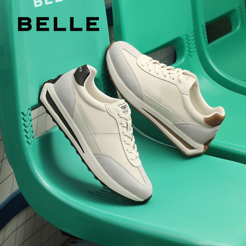 张凌赫推荐百丽厚底休闲运动鞋男鞋25秋季新款软底百搭德训阿甘鞋