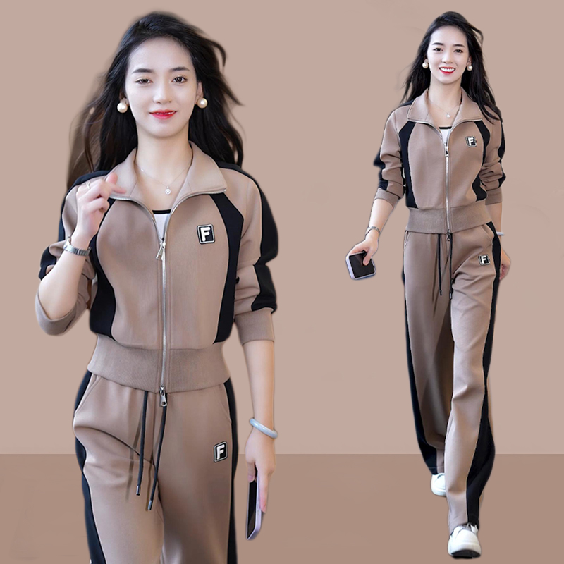 高含棉休闲运动服套装女2025春秋季新款时尚洋气卫衣阔腿裤两件套