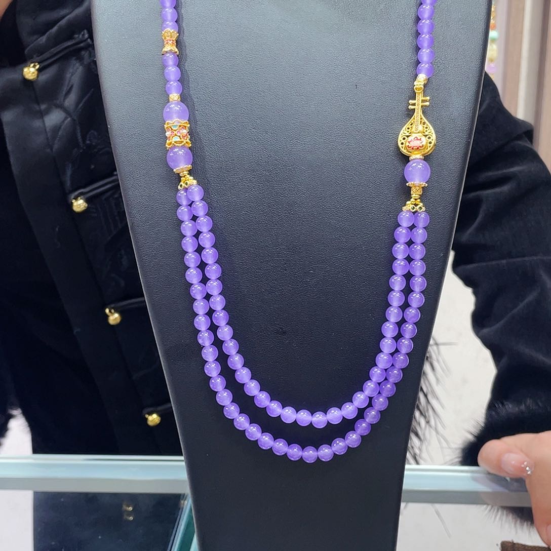 玛瑙/玉髓颈饰合金项链