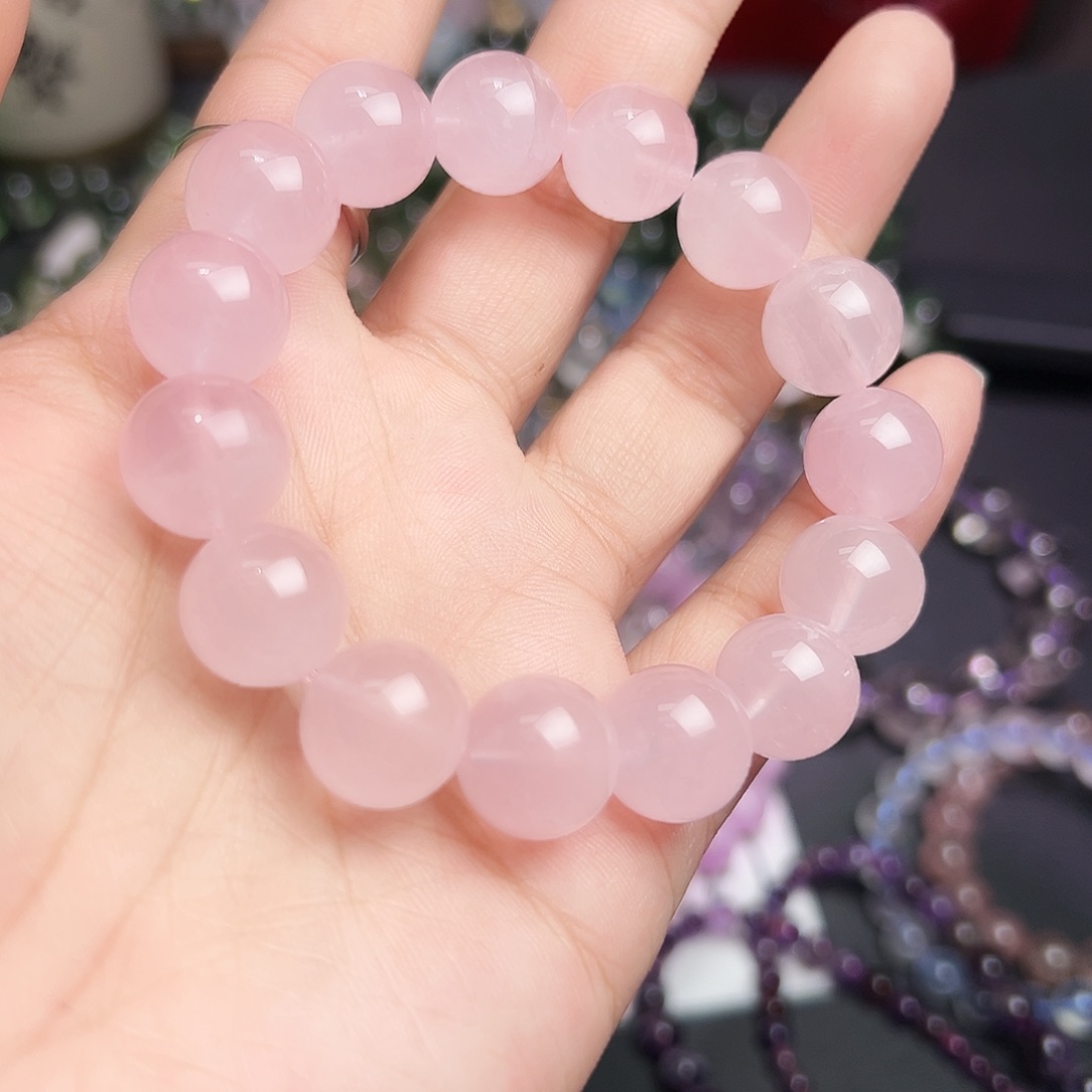 未镶嵌手链水晶13毫米粉水晶4号