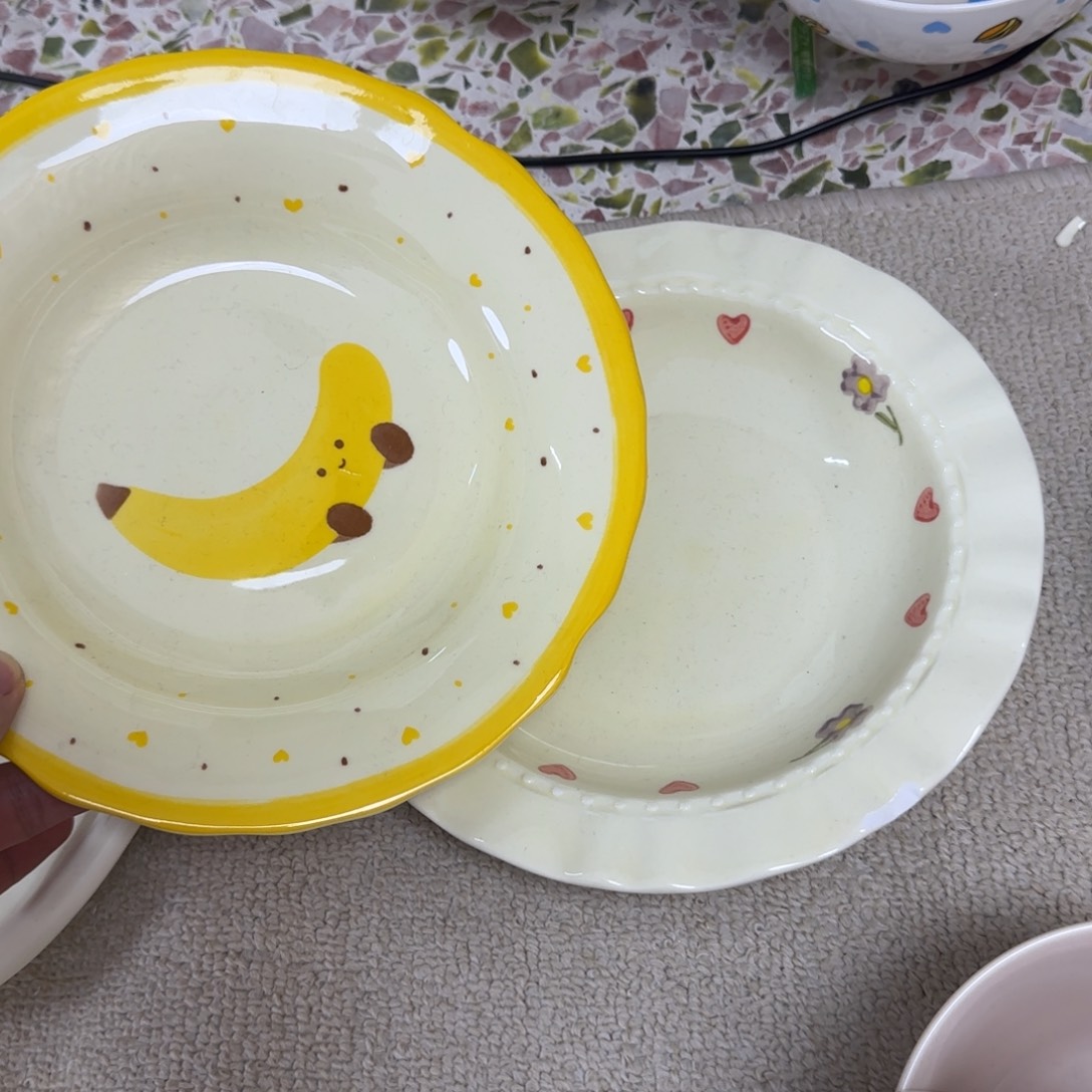 陶瓷无盖款香蕉加小花