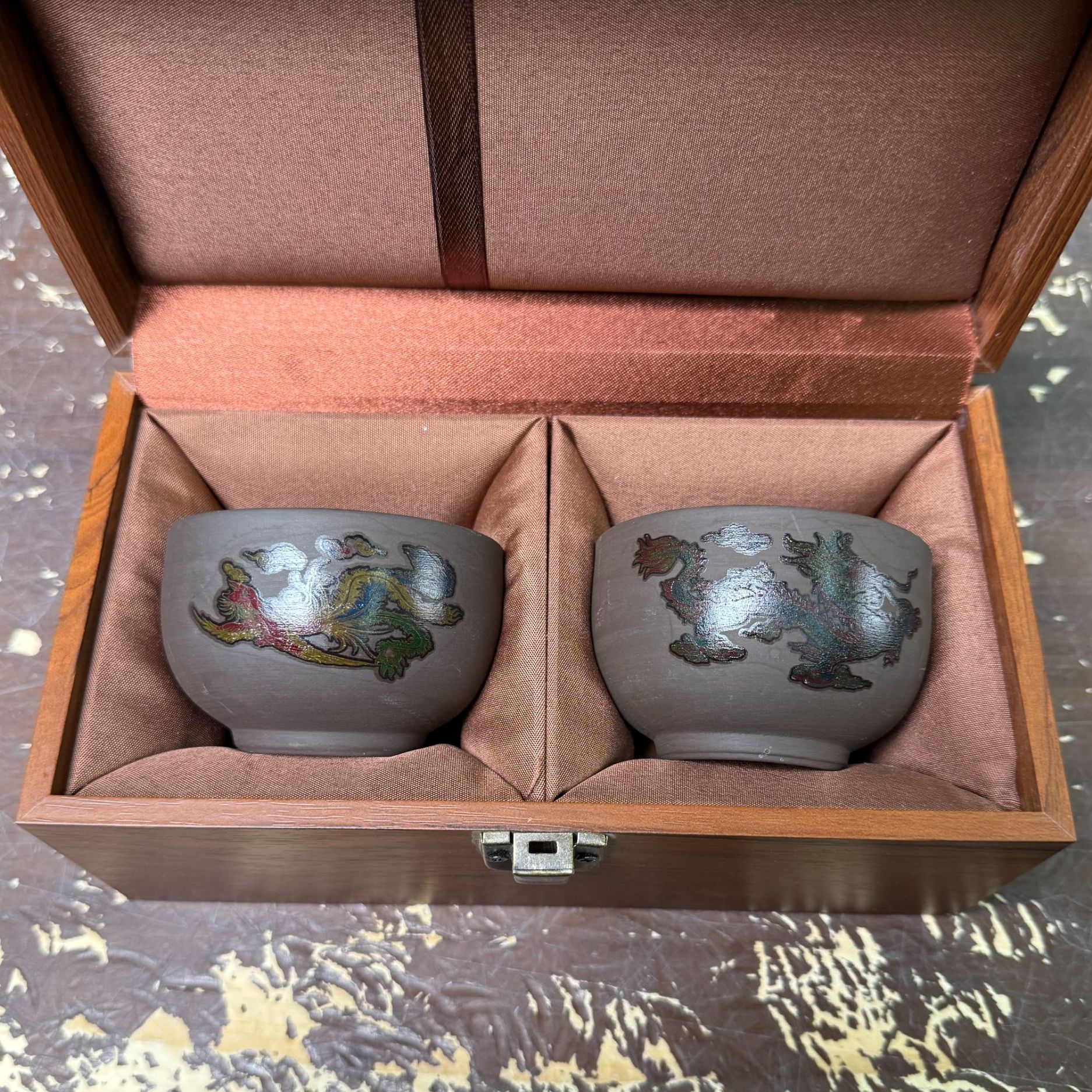 【闪购商品】龙凤紫砂主人杯对杯（无礼盒）@@@@@@@@@@