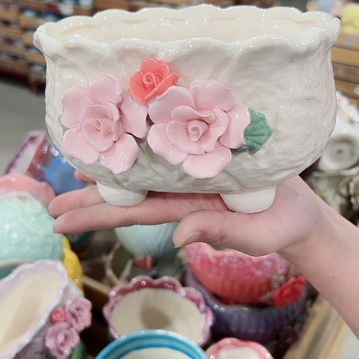 有孔.凑满10元发货多肉陶瓷花盆！