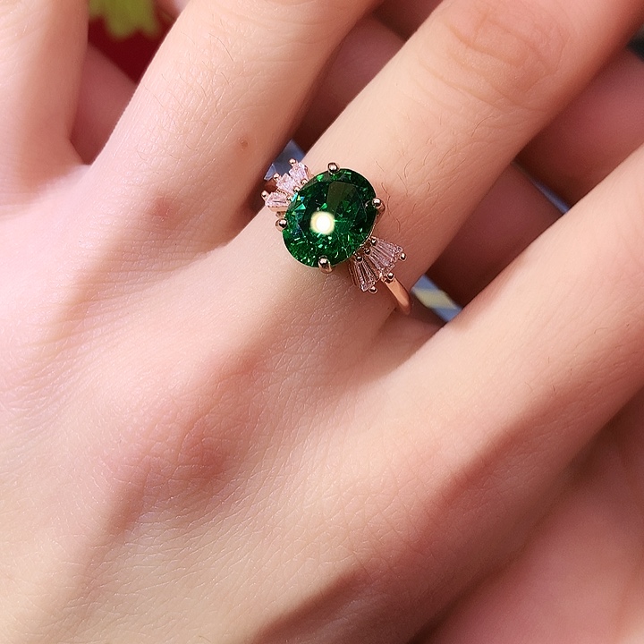 透辉石戒指银S925镶嵌