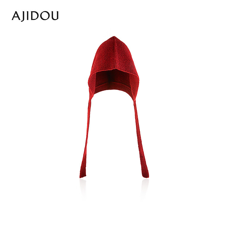 AJIDOU阿吉豆帽子女款红色秋冬保暖毛线帽