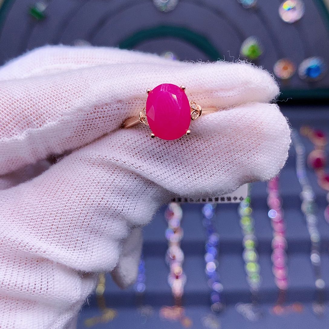 红宝石戒指银S925镶嵌