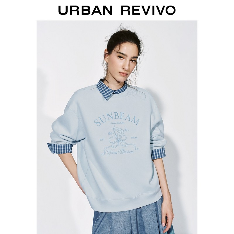 UR2026春季新款女装休闲多巴胺字母花卉刺绣卫衣UYL460003